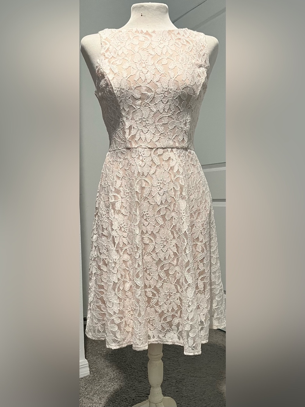 Speechless Blush Floral Lace Midi Dress